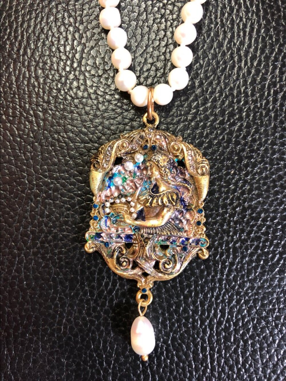 Genuine Cultured Pearl Necklace Greek Goddess Amphitrite Mythological Sea OOAK
